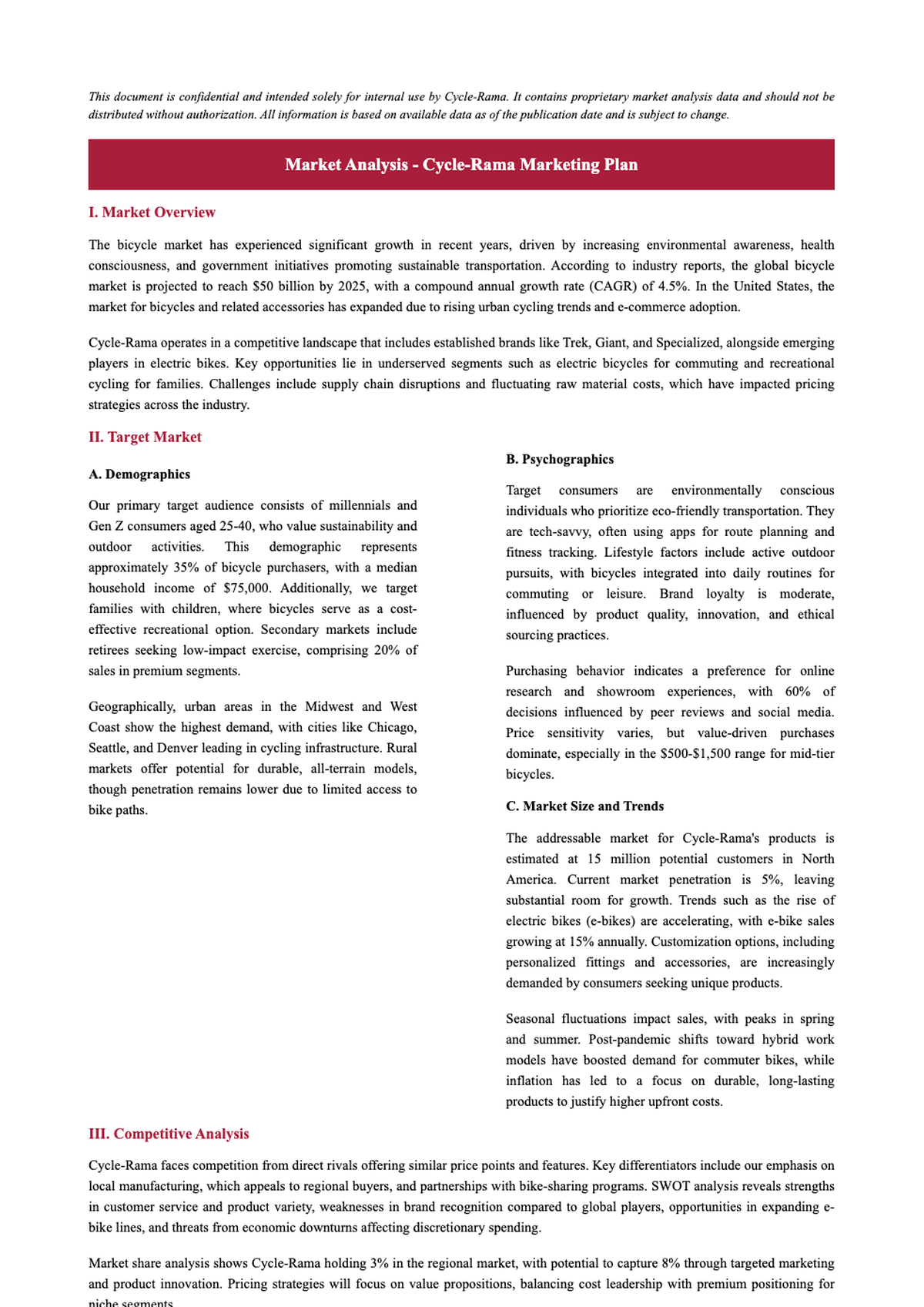 Cycle Rama marketing plan with market analysis and target market sections_variant_1